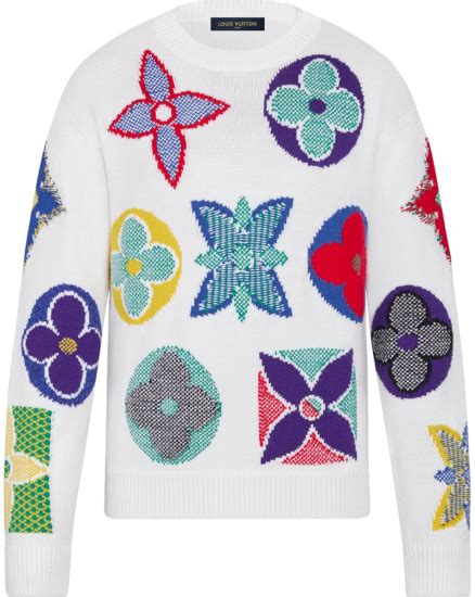 louis vuitton white & multicolor monogram sweater|louis vuitton white heels.